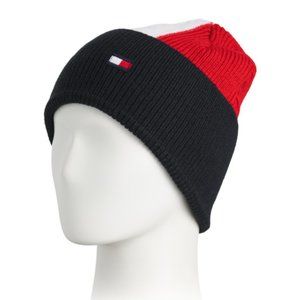 ​Tommy Hilfiger Rib Cuff Beanie NWT Colorblock Red White Blue Winter Thermal